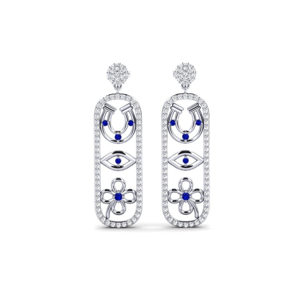 950 Palladium Sapphire Women's Earring Vidisha - B