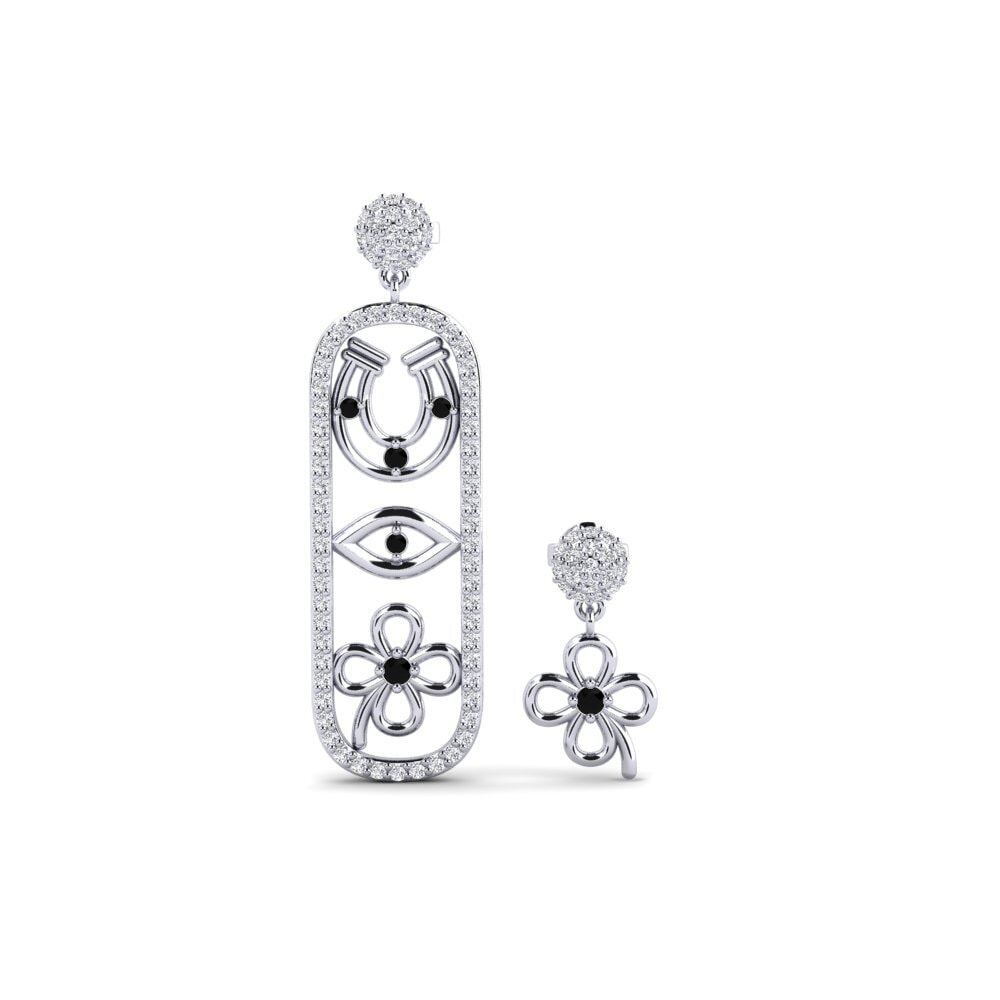 9ct White Gold Black Diamond Women's Earring Vidisha - SET