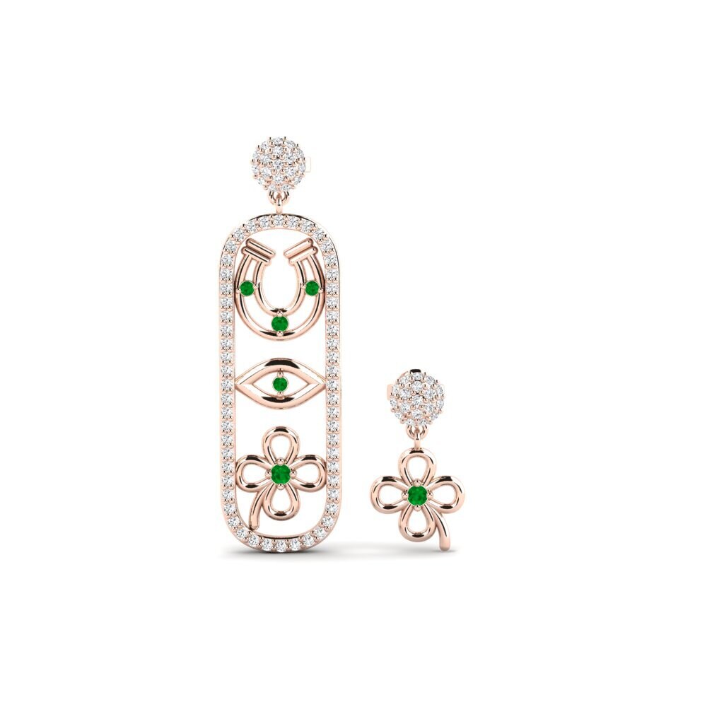 9ct Rose Gold Emerald Women's Earring Vidisha - SET
