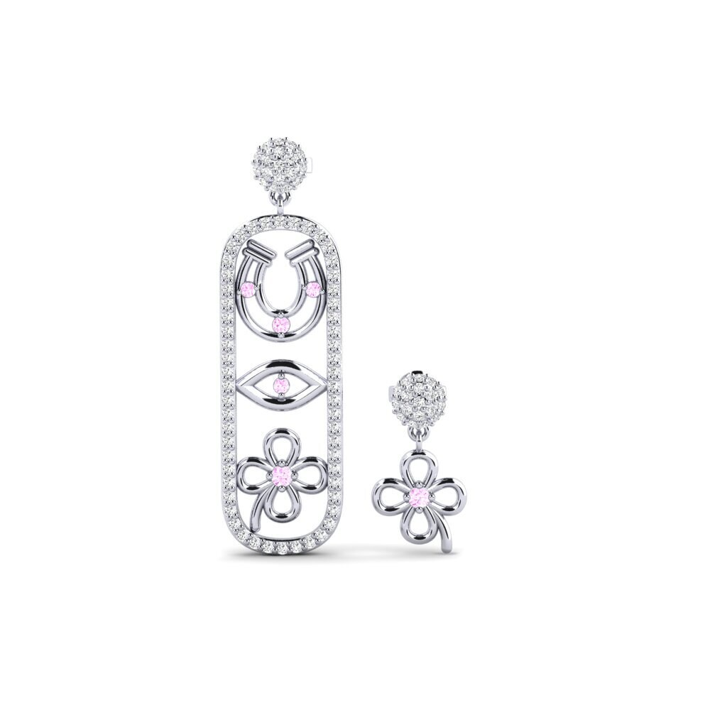 9ct White Gold Pink Sapphire Women's Earring Vidisha - SET