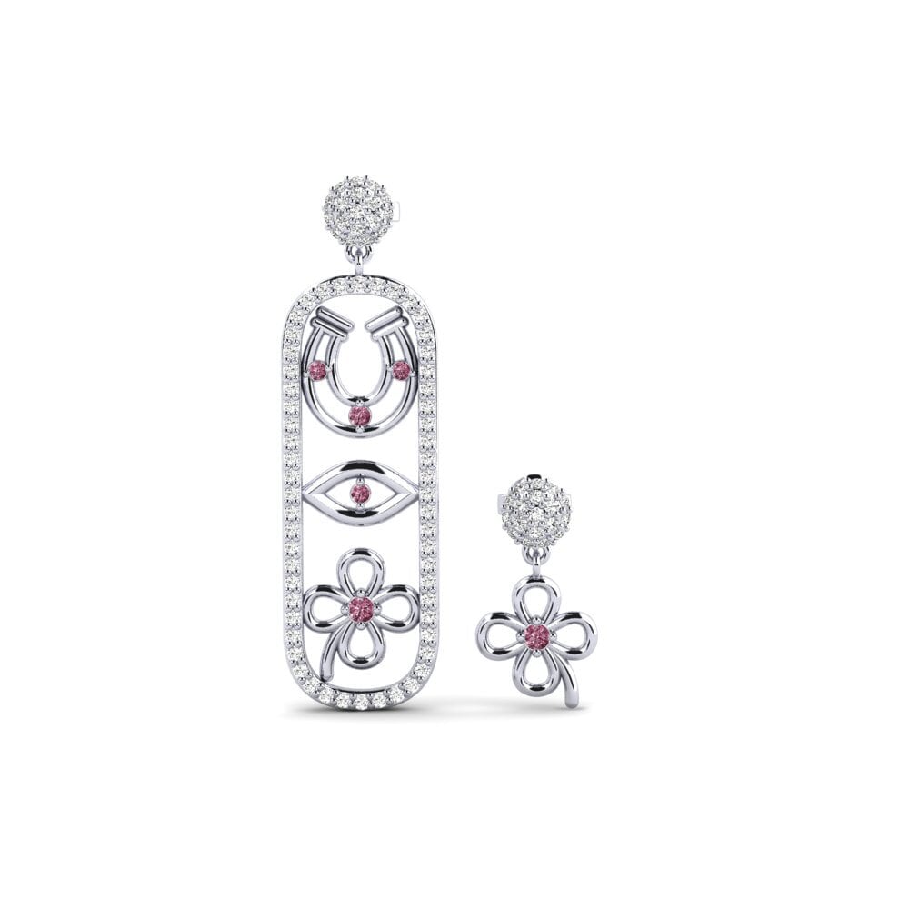 9ct White Gold Rhodolite Garnet Women's Earring Vidisha - SET