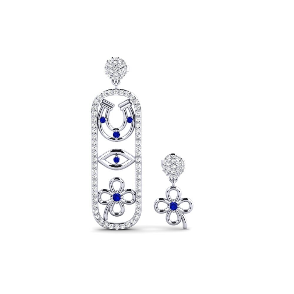 950 Palladium Sapphire Women's Earring Vidisha - SET