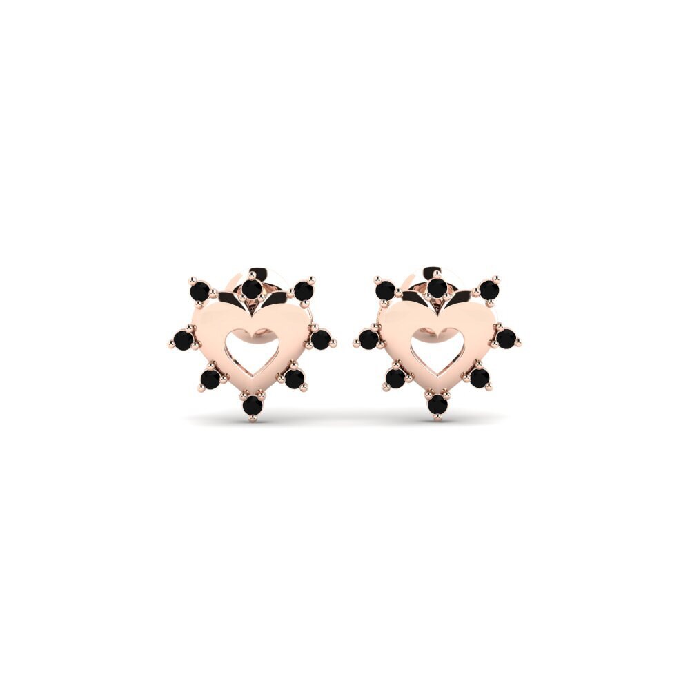 9ct Rose Gold Black Sapphire Women's Earring Werts