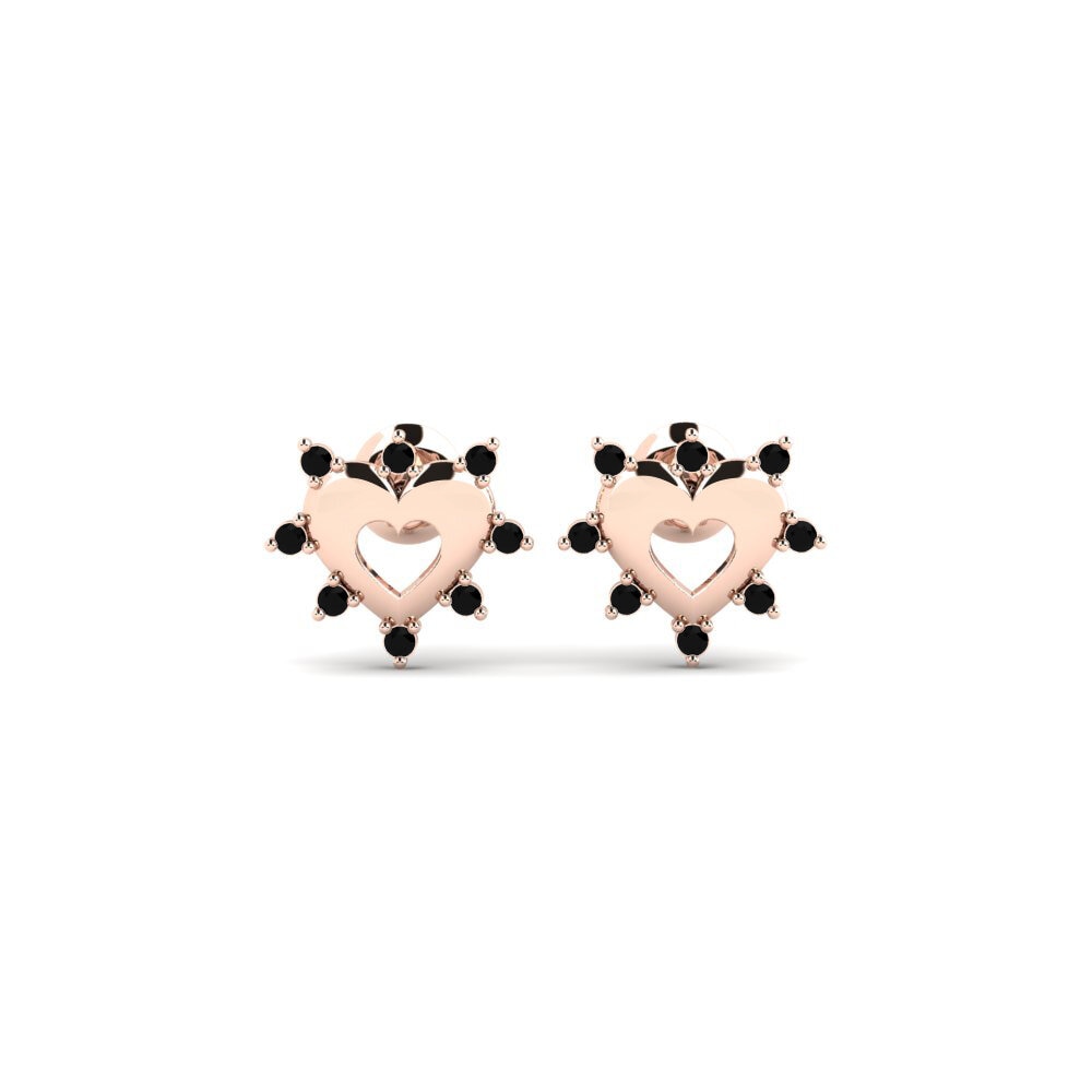 9ct Rose Gold Black Diamond Women's Earring Werts
