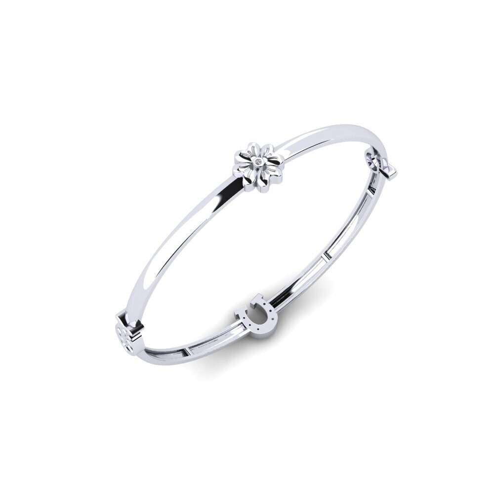 9ct White Gold Zirconia Women's Bangle Yumbel