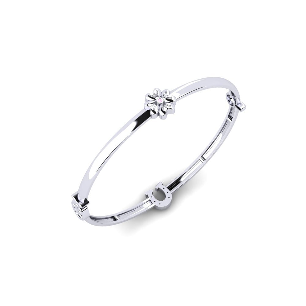 9ct White Gold Pink Sapphire Women's Bangle Yumbel