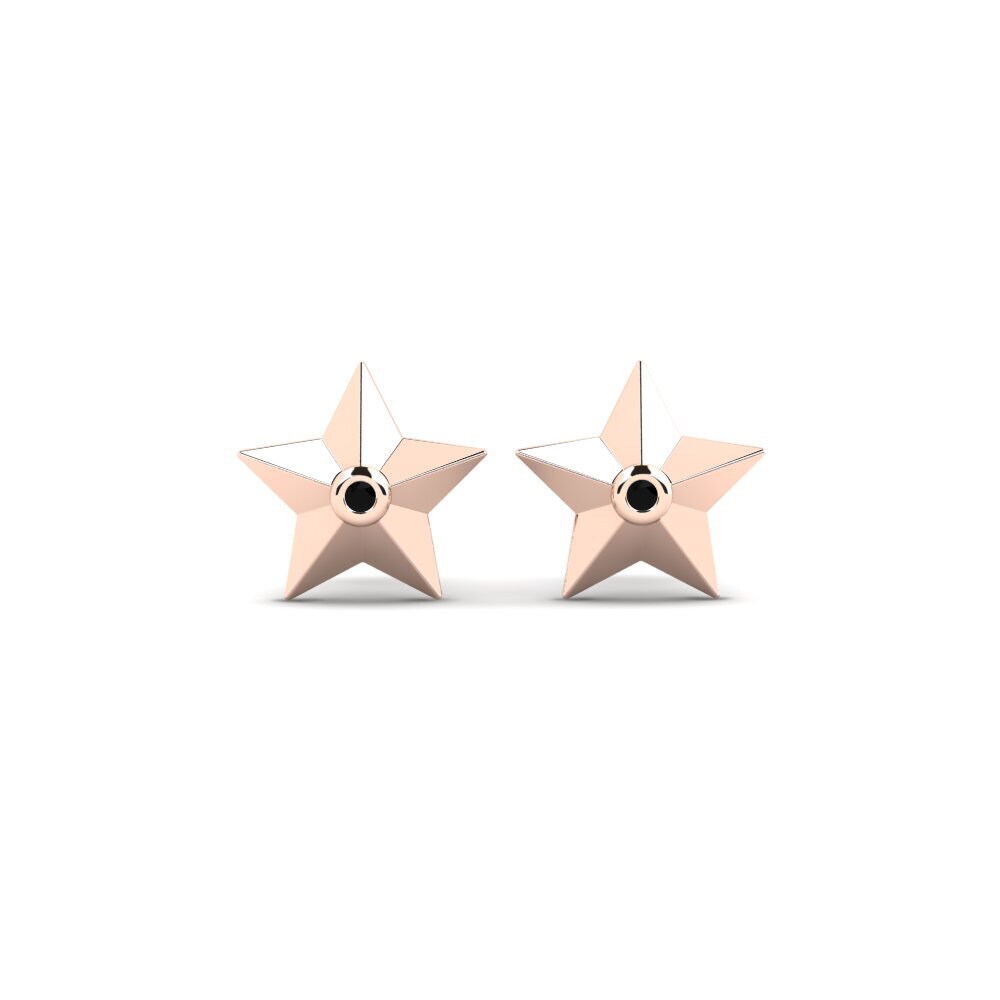 9ct Rose Gold Black Diamond Women's Earring Zachikondi - A