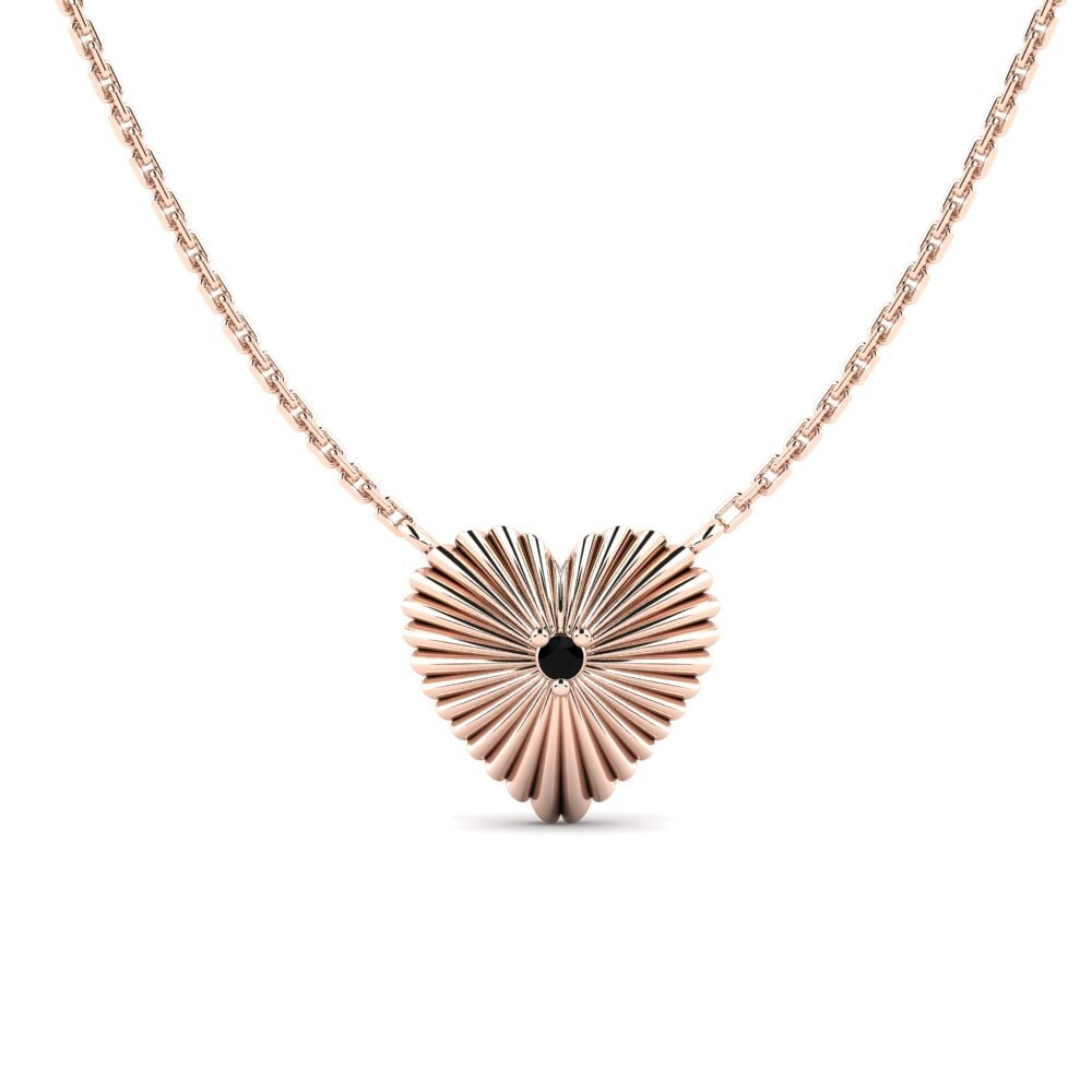 9ct Rose Gold Black Diamond Women's Necklace Alagnon