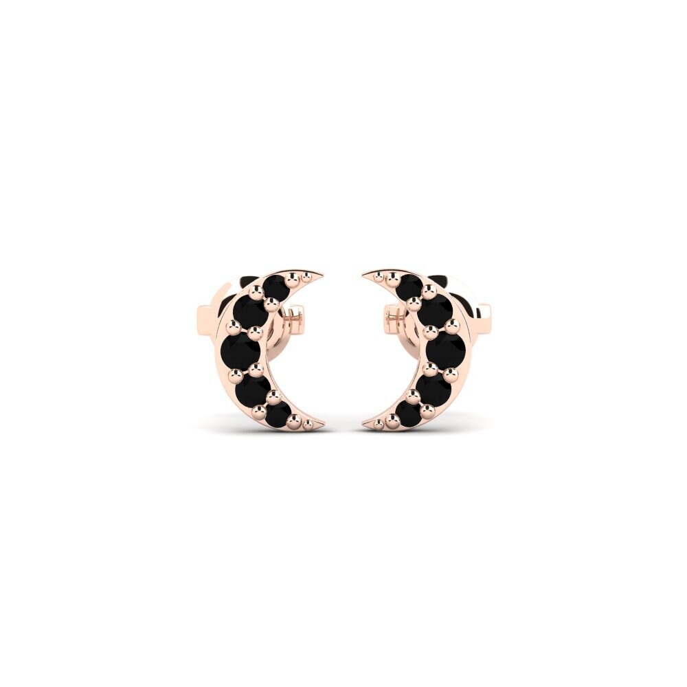 9ct Rose Gold Black Diamond Women's Earring Argenton