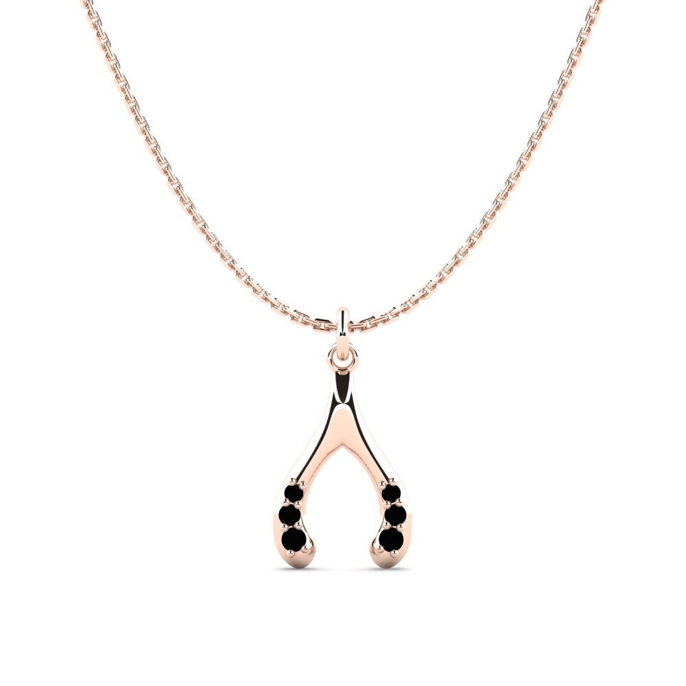 9ct Rose Gold Black Diamond Women's Pendant Auzoue