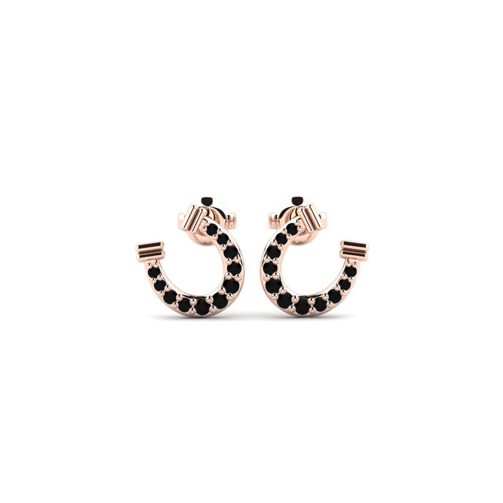 9ct Rose Gold Black Sapphire Women's Earring Bandiat