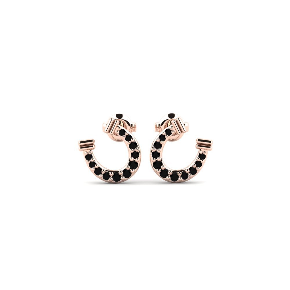 9ct Rose Gold Black Diamond Women's Earring Bandiat