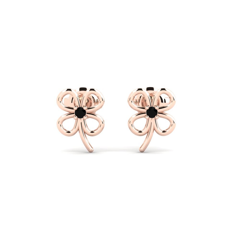 9ct Rose Gold Black Diamond Women's Earring Bleone
