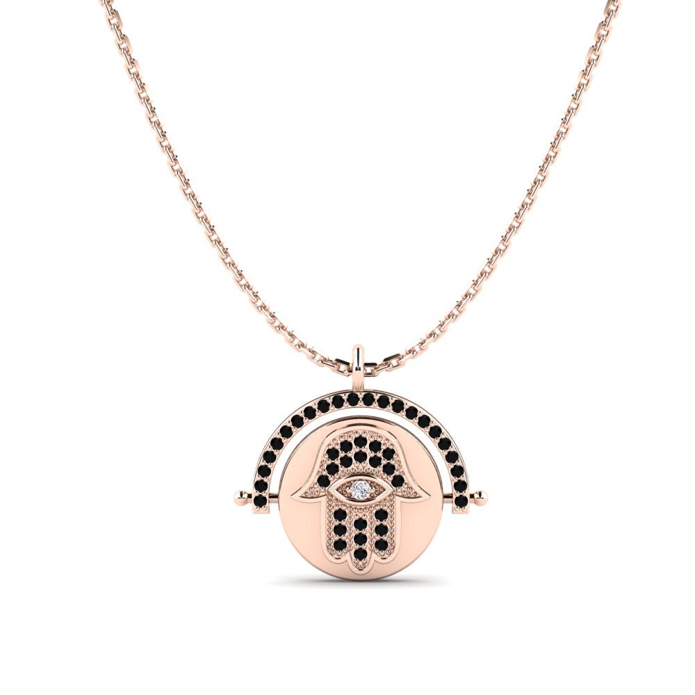9ct Rose Gold Black Diamond Women's Pendant Bubastis