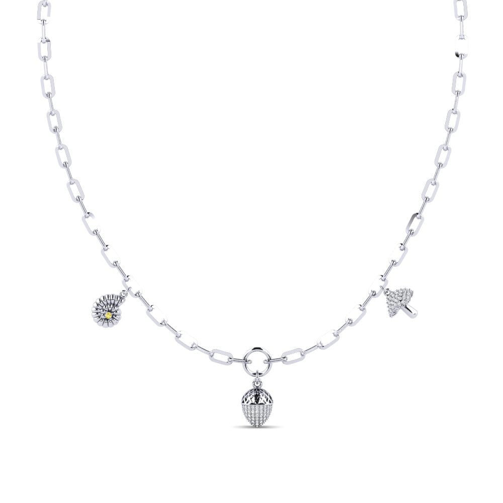 White Silver Yellow Sapphire Paperclip Necklace Butosus