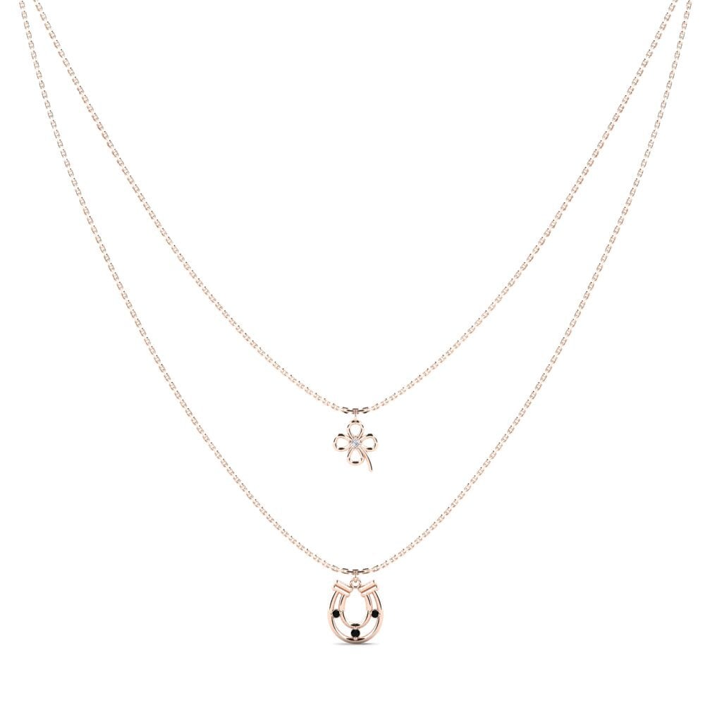 9ct Rose Gold Black Diamond Women's Necklace Cartagola