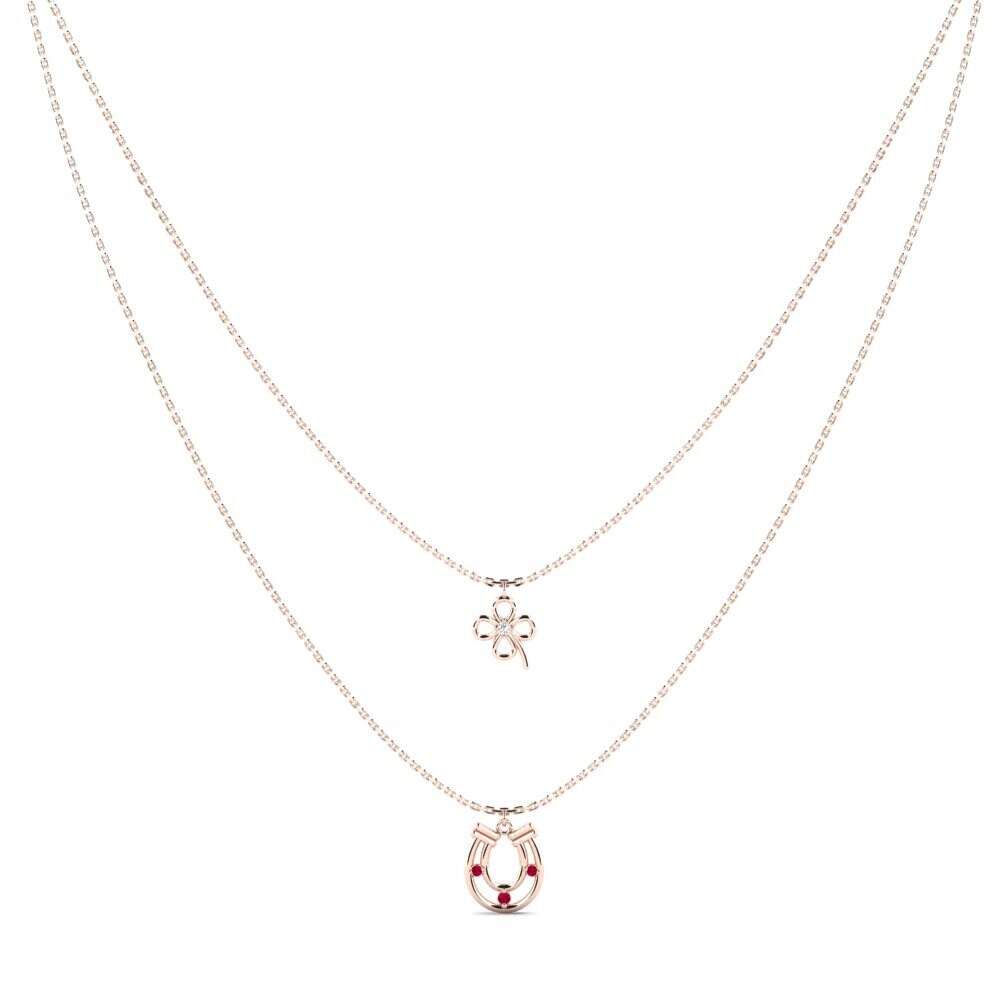 9ct Rose Gold Ruby Women's Necklace Cartagola