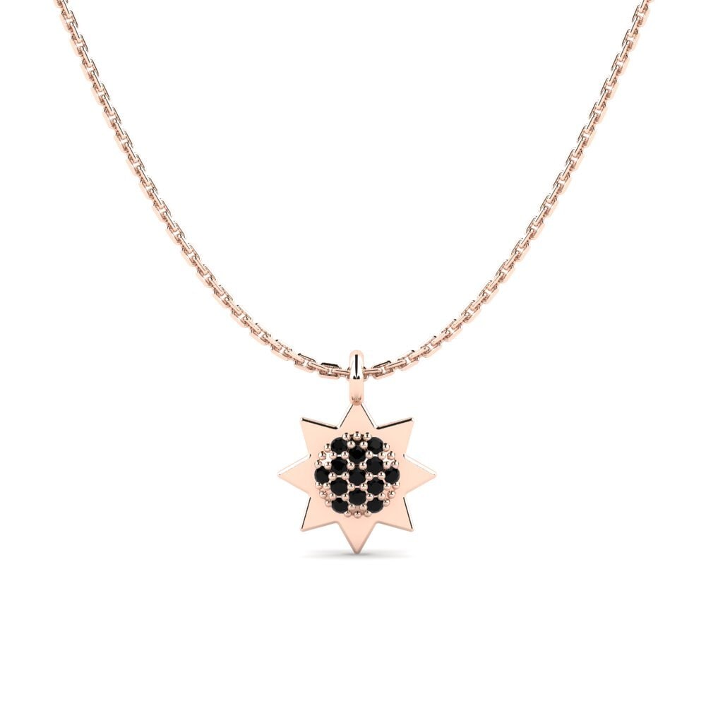 9ct Rose Gold Black Diamond Women's Pendant Droude