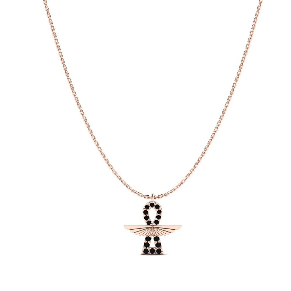 9ct Rose Gold Black Diamond Women's Necklace Enchente