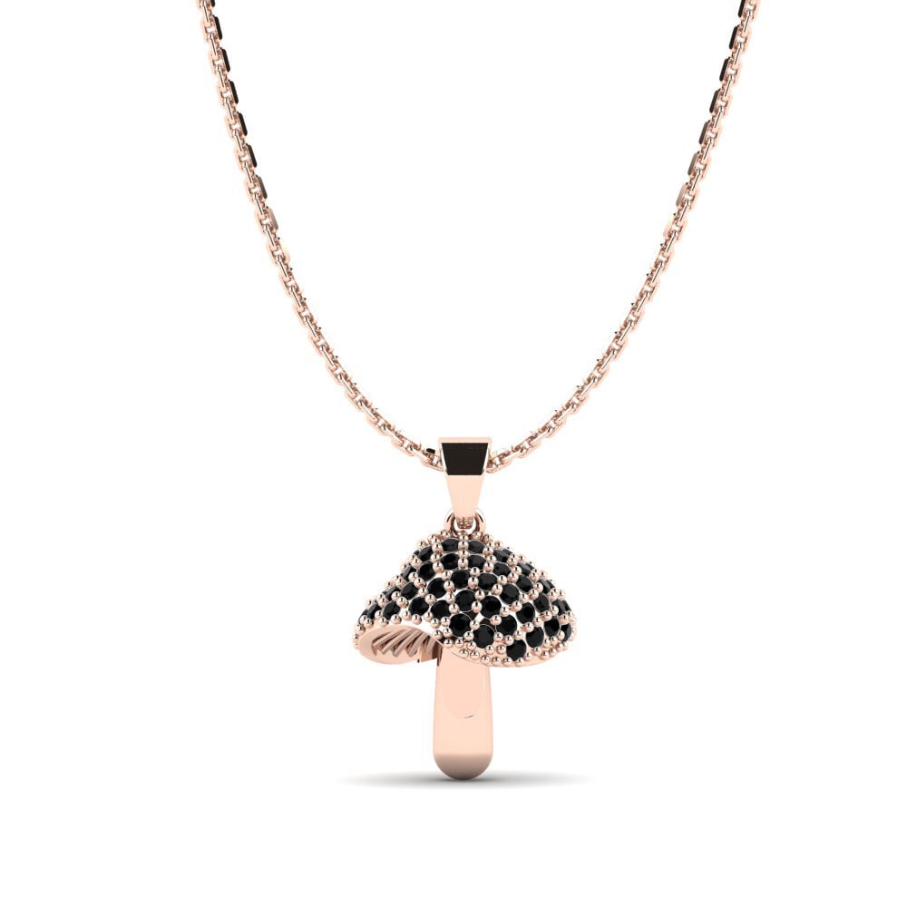 9ct Rose Gold Black Diamond Women's Pendant Eyges