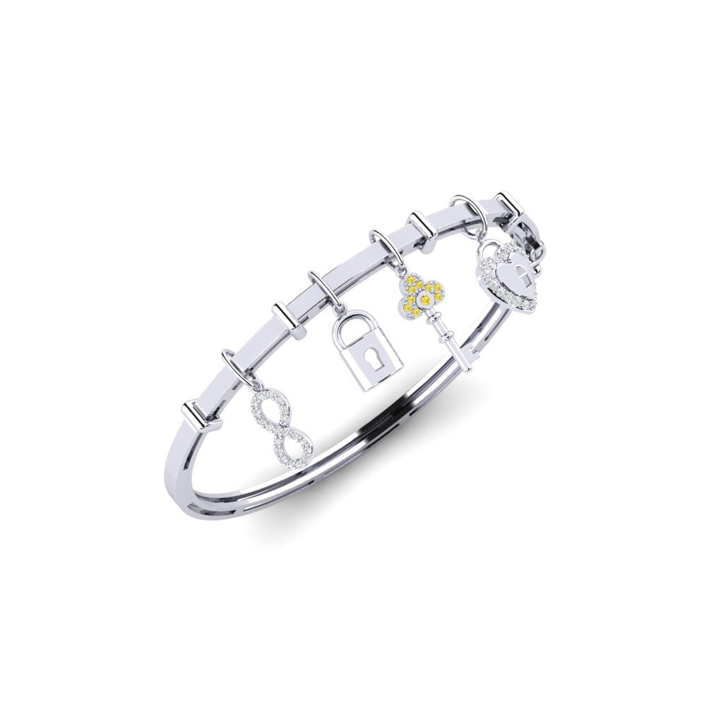 White Silver Yellow Sapphire Women's Bangle Gwadenyi