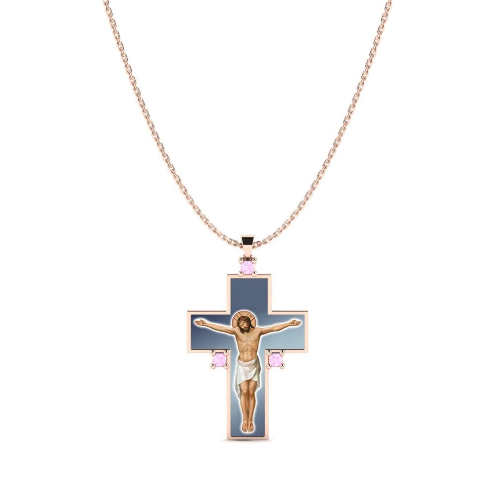 18ct Rose Gold Pink Sapphire Women's Pendant Holyspirit