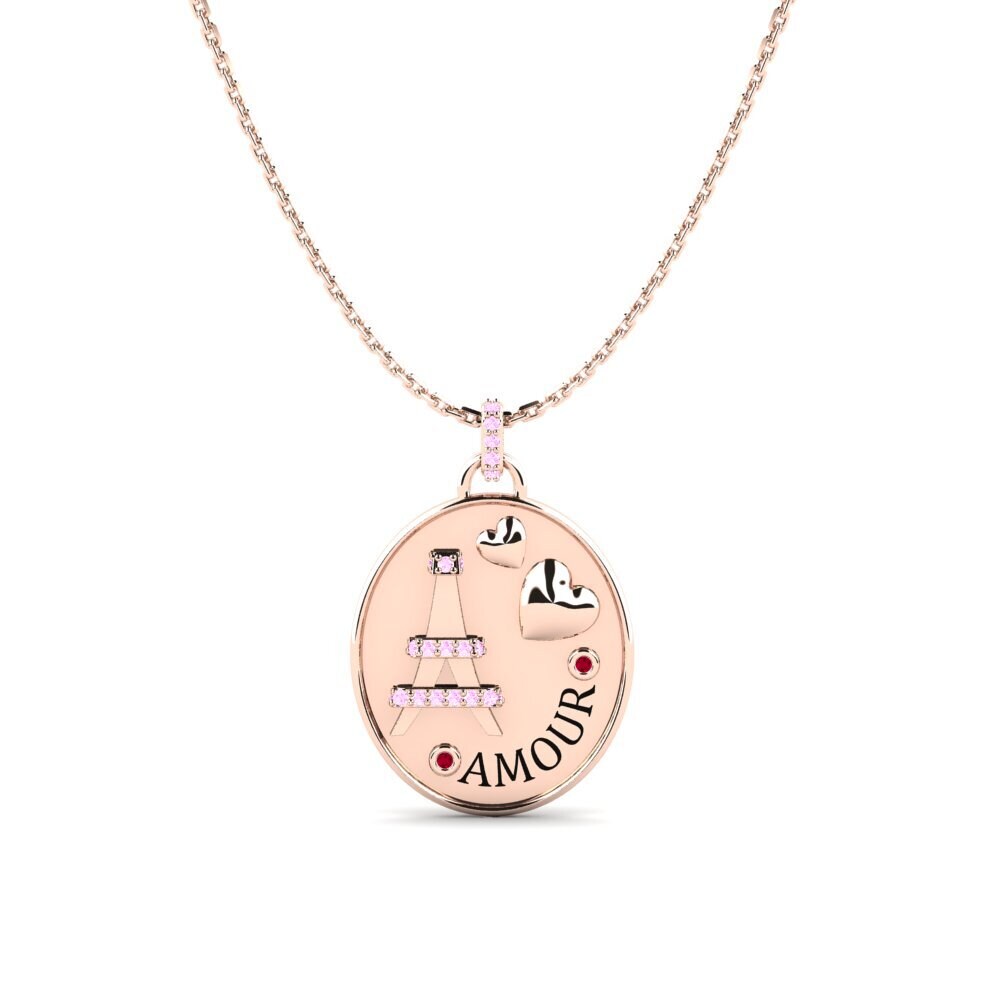 18ct Rose Gold Pink Sapphire Women's Pendant Inkumbulo