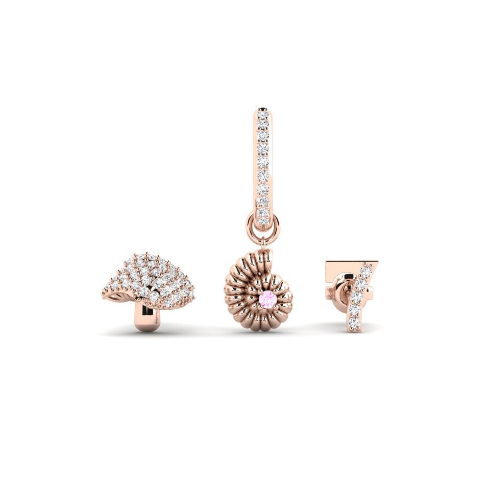 18ct Rose Gold Pink Sapphire Women's Earring Lagash - SET