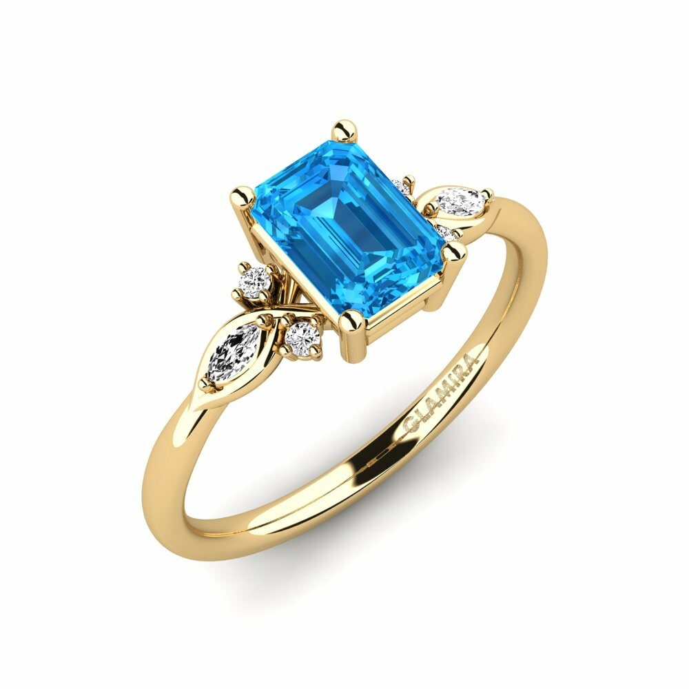 Topacio azul Anillo de compromiso Gisu - Emerald
