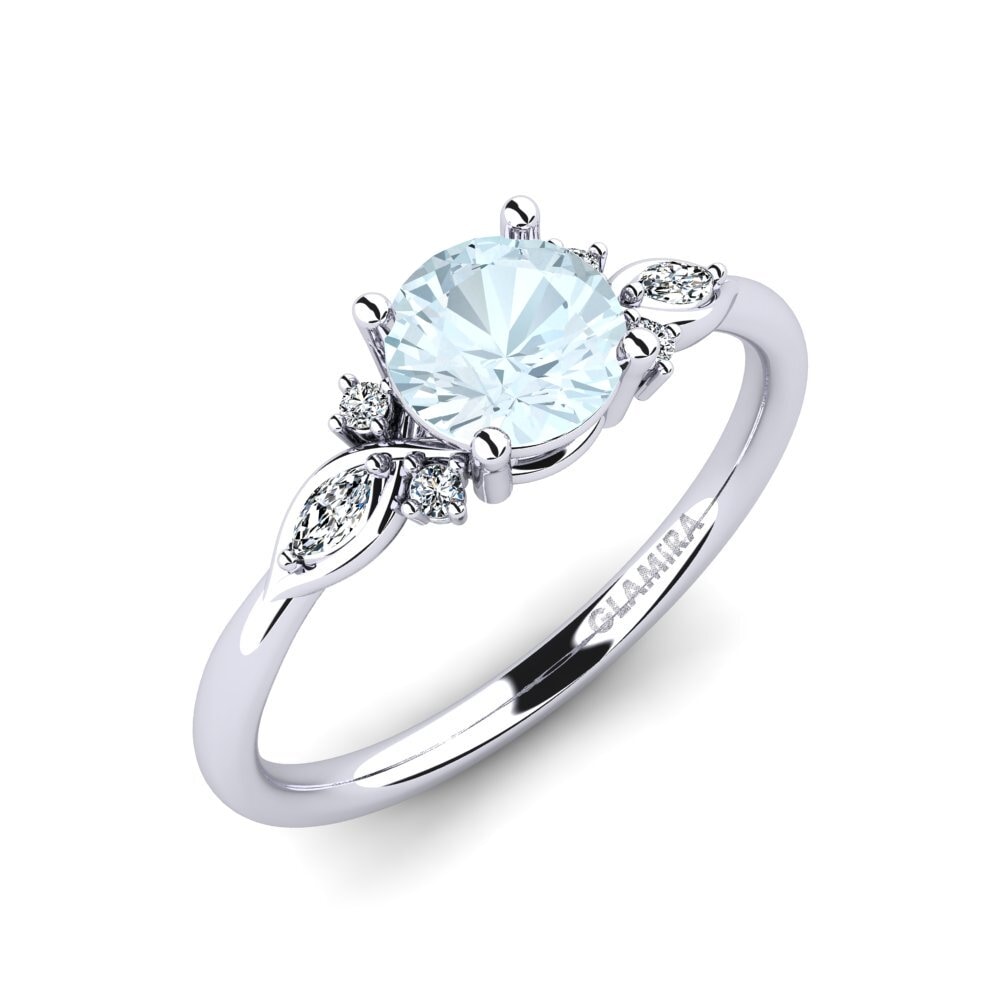 Or Blanc 18k Bague de fiançailles Gisu - Round