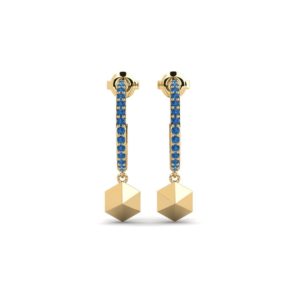 Dark Blue Zirconia Women's Earring Terhubung