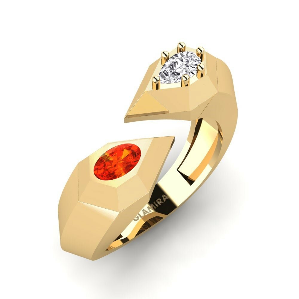 Or Jaune 18k Saphir orange Bague Bandama