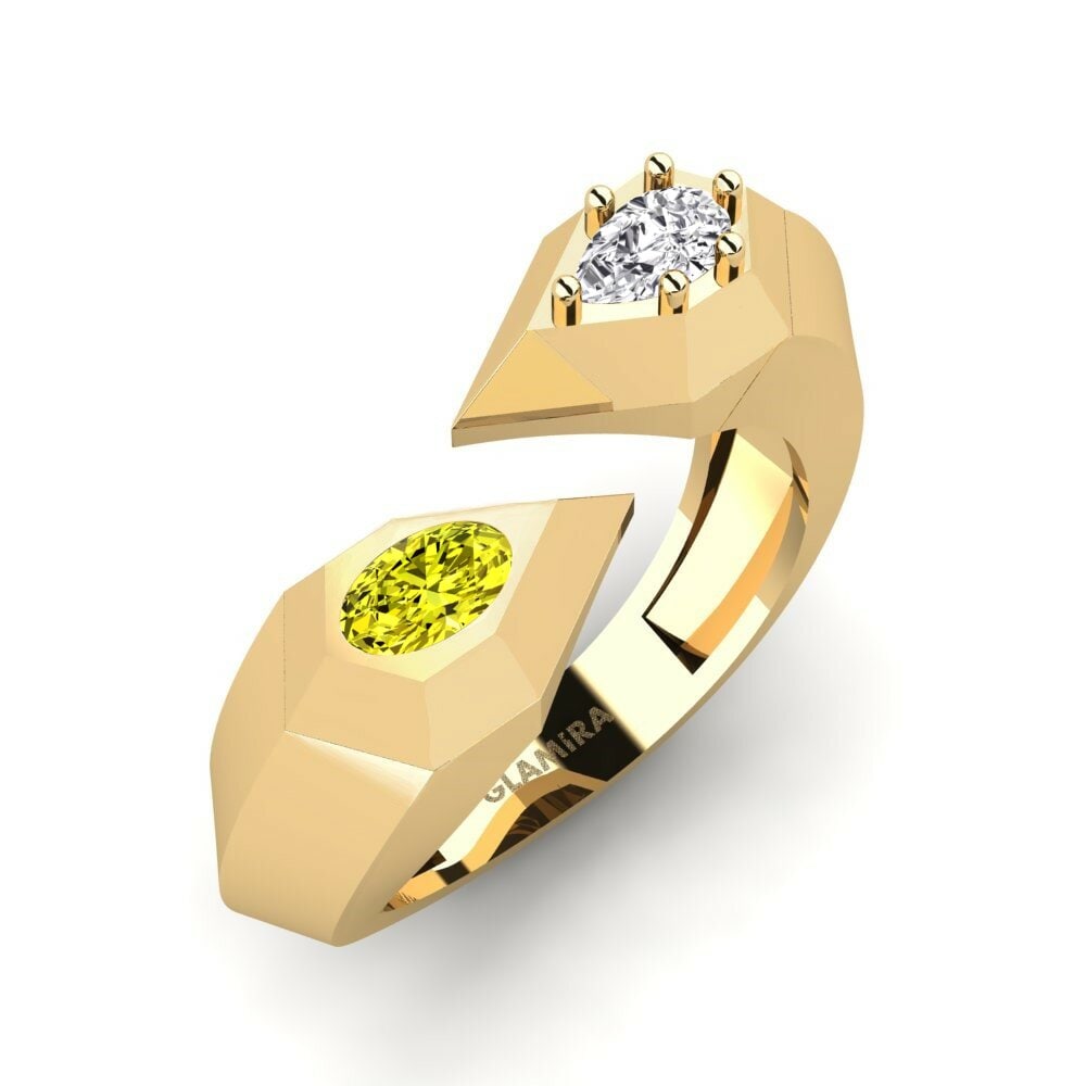Or Jaune 18k Diamant Jaune Bague Bandama