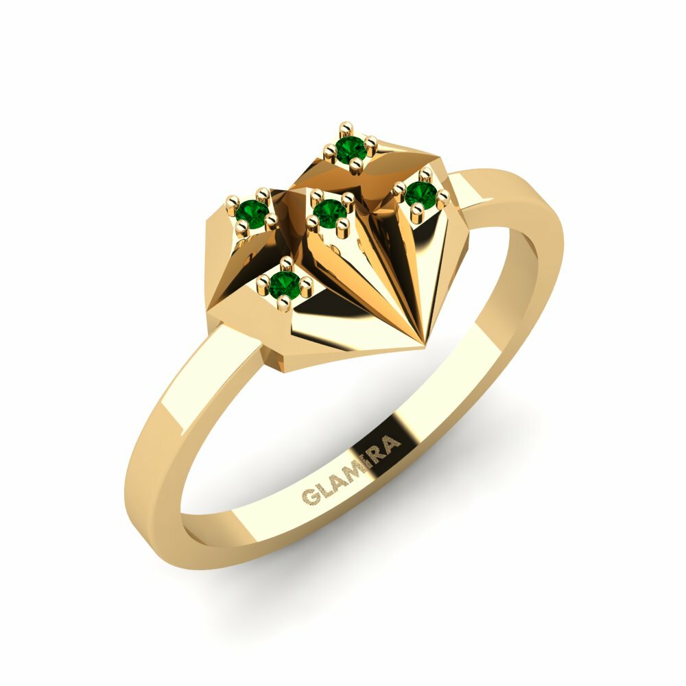 Or Jaune 18k Zircone Vert Bague Budva
