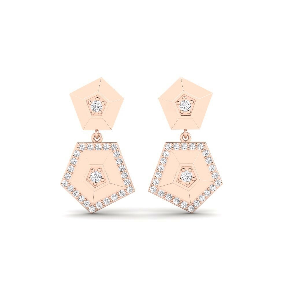 14k Oro Rosa Pendiente de mujer Caesium