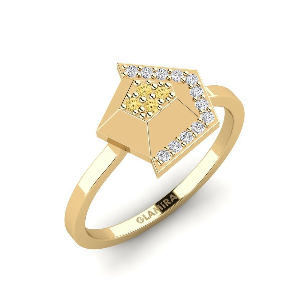 Or Jaune 18k Diamant Jaune Bague Chromosp