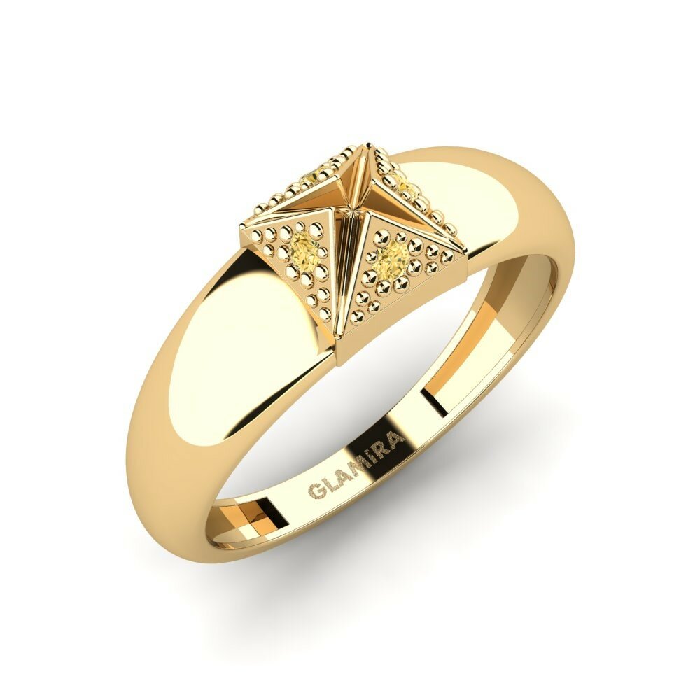 Or Jaune 18k Diamant Jaune Bague Chroung
