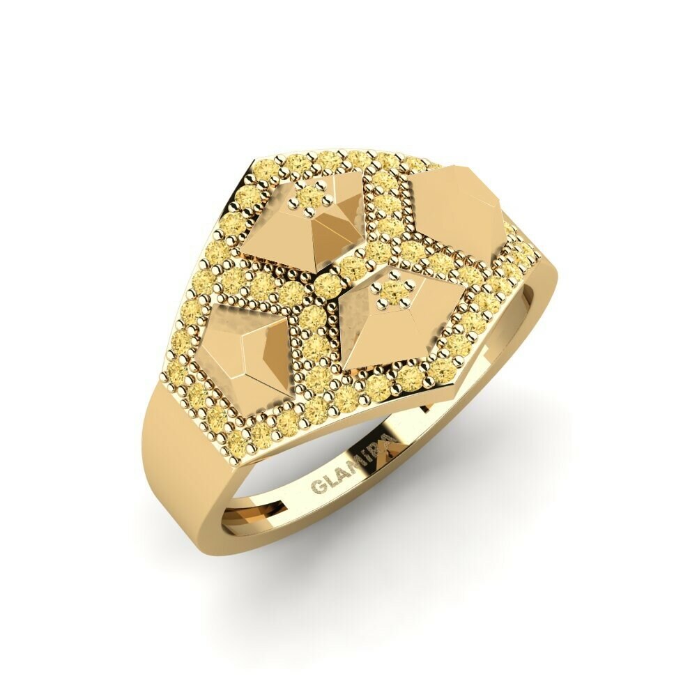 Or Jaune 18k Diamant Jaune Bague Copernican