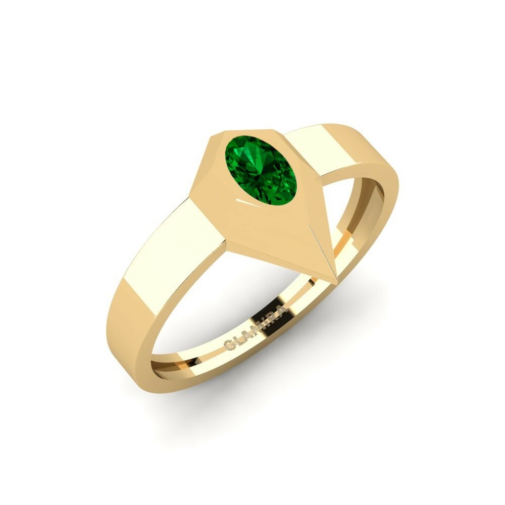 Or Jaune 18k Zircone Vert Bague Ganges