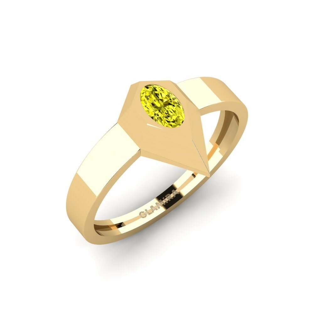 Or Jaune 18k Diamant Jaune Bague Ganges