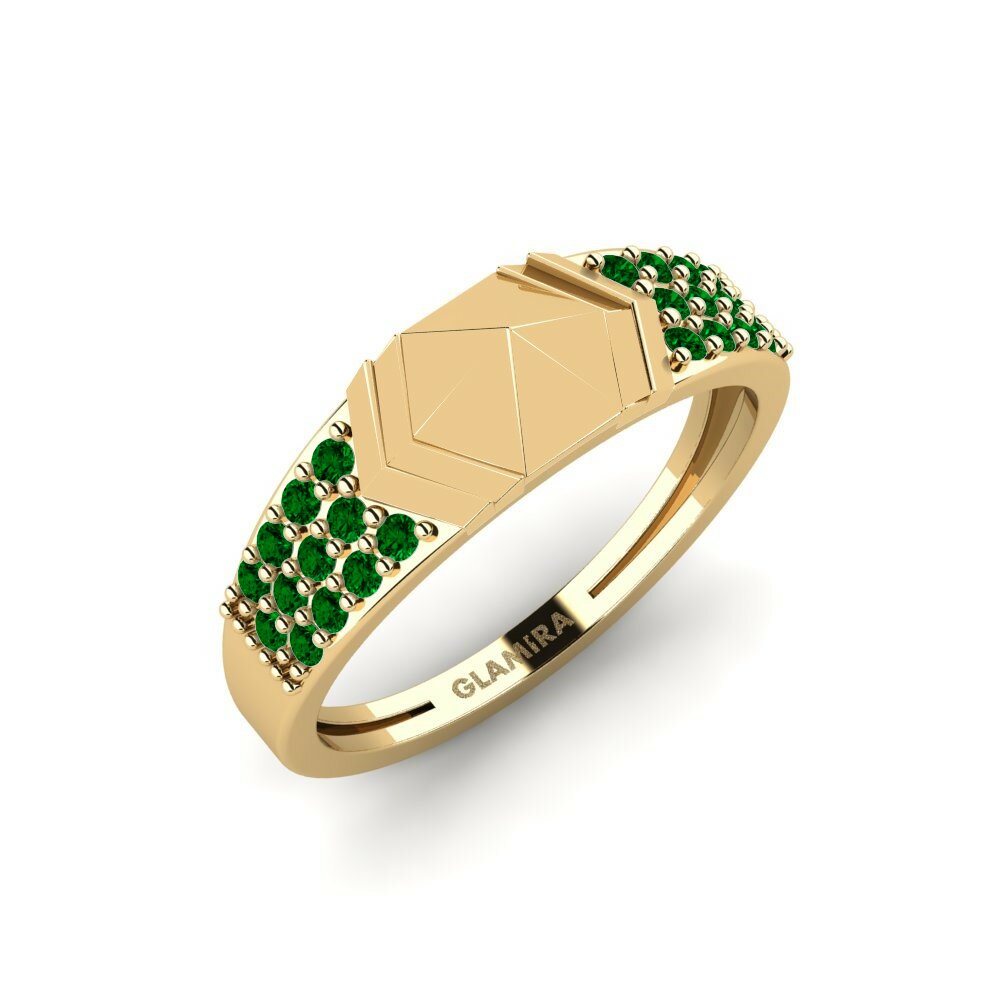 Or Jaune 18k Zircone Vert Bague Gennia