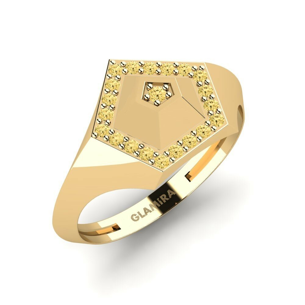Or Jaune 18k Diamant Jaune Bague Halosi