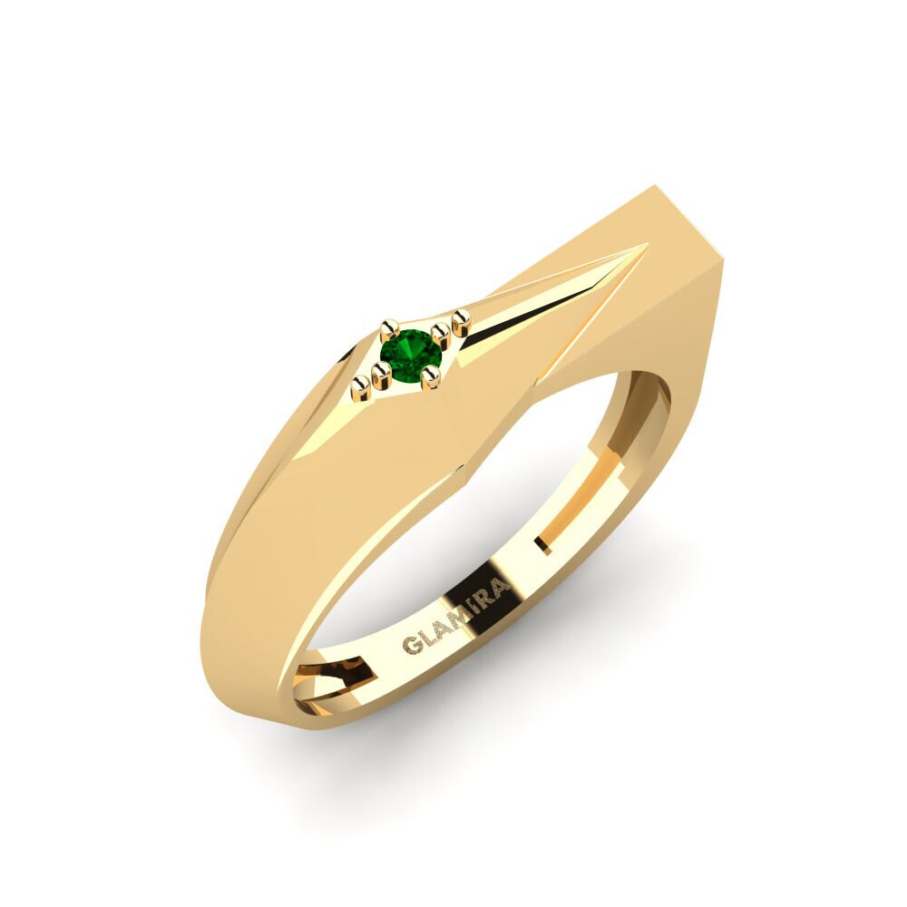 Or Jaune 18k Zircone Vert Bague Helmand