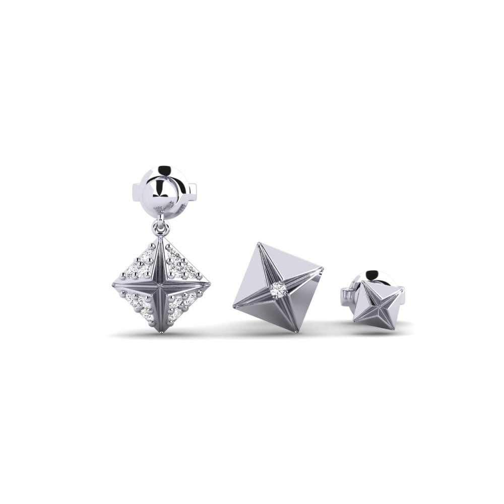 9ct White Gold Women's Earring Hoek - SET