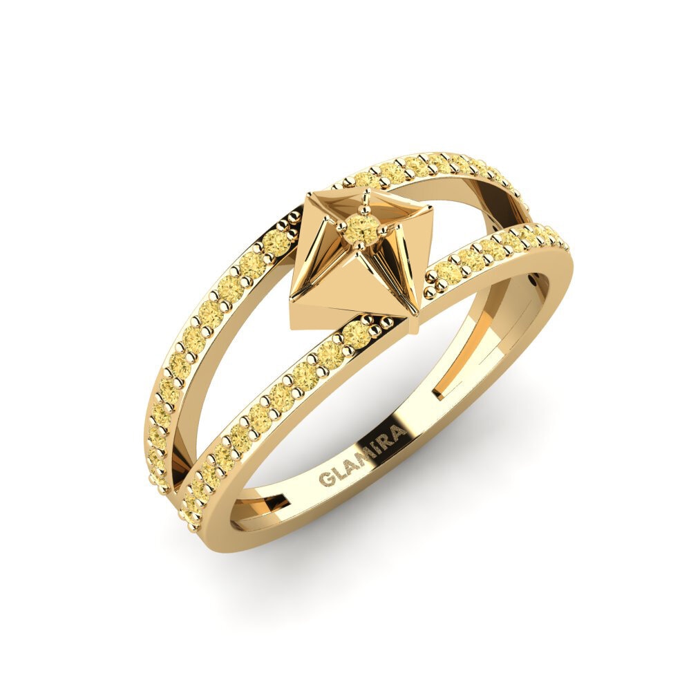 Or Jaune 18k Diamant Jaune Bague Ibice