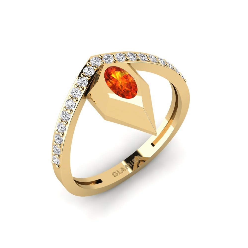 Or Jaune 18k Saphir orange Bague Kouilau