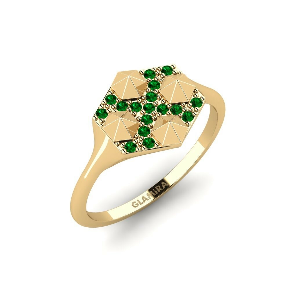 Or Jaune 18k Zircone Vert Bague Ndatenda