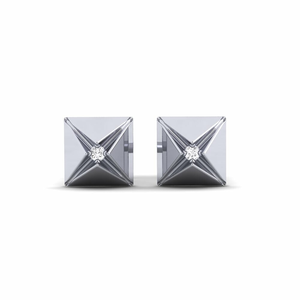 9ct White Gold Women's Earring Quadrat