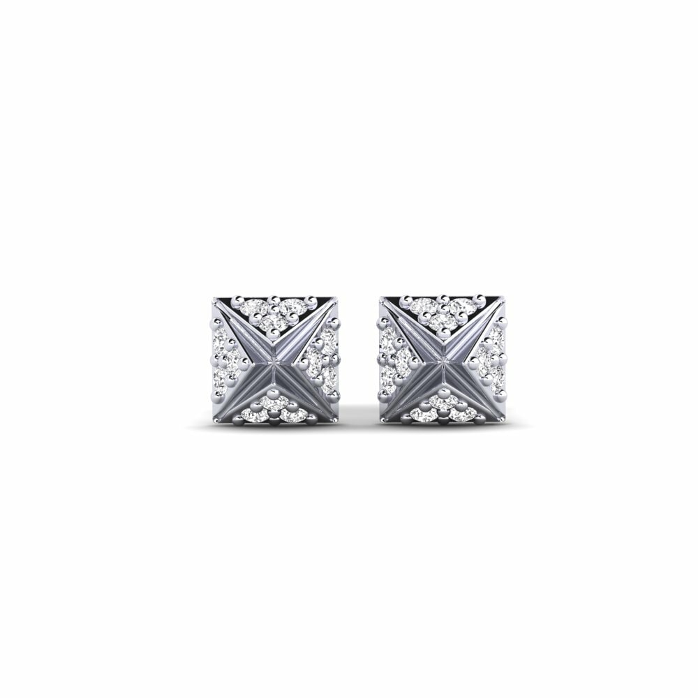 9ct White Gold Women's Earring Sgwar