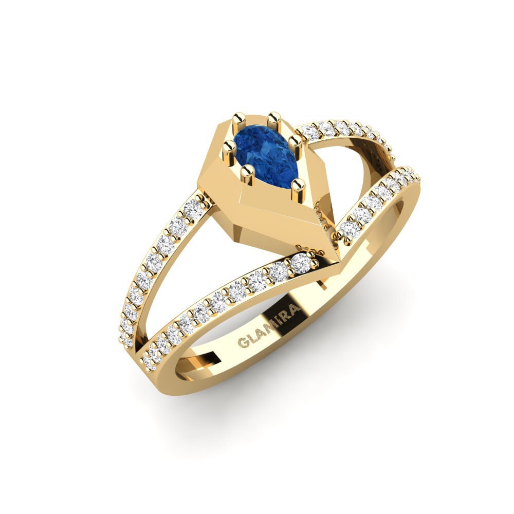 Dark Blue Zirconia Engagement Ring Floden